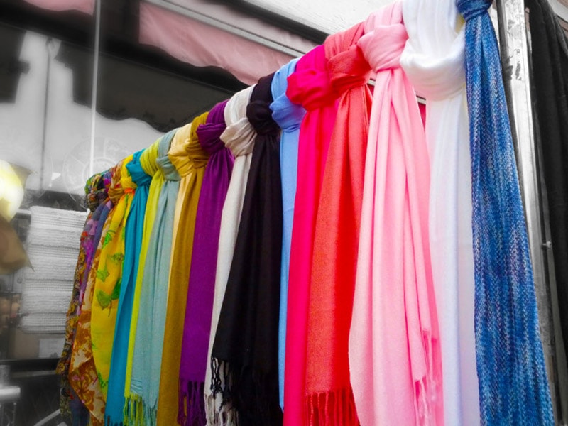 scarves hang to dry