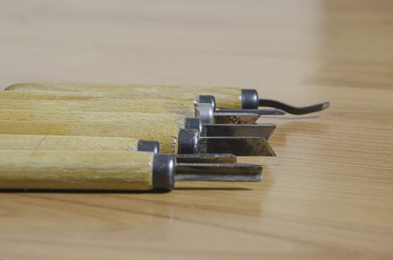 several scribing tools on wood surface