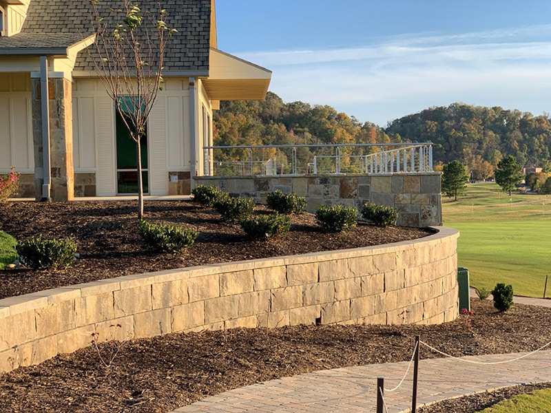 stepped terraces and retaining walls