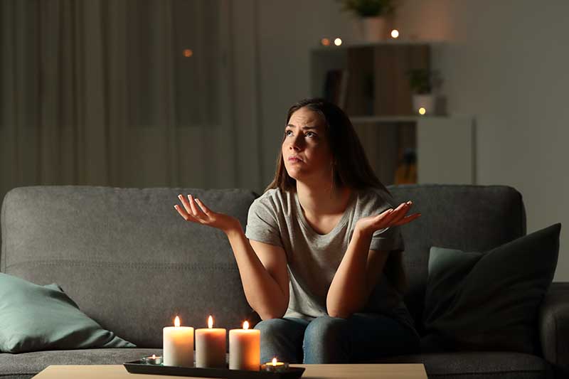 woman complaining during a blackout