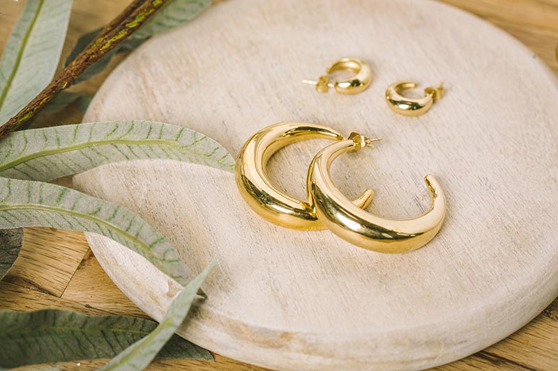 yellow gold piercing earrings