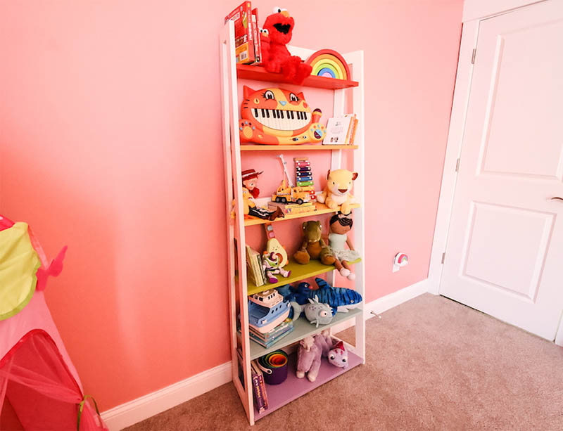 DIY Angled Ladder Toy Shelf