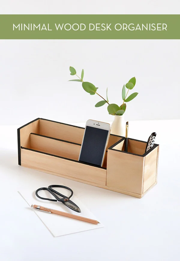 DIY Minimal Balsa Wood Desk Organizer