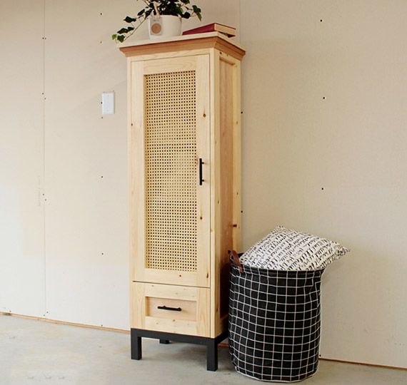 diy cane linen cabinet