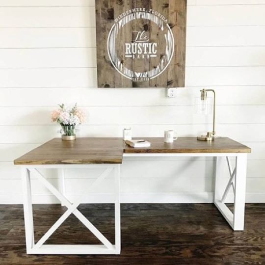 diy l shaped double x desk