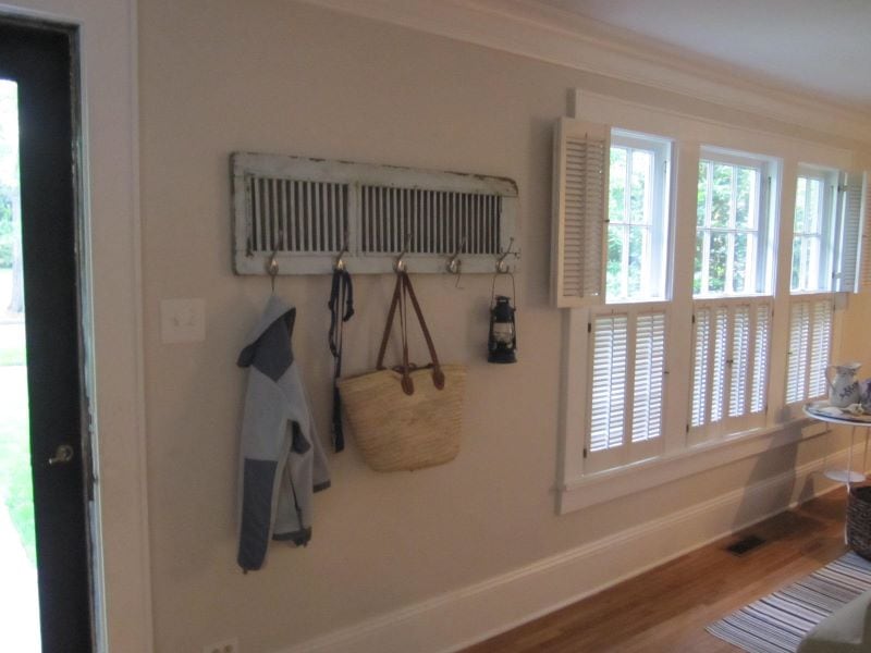 diy old shutter becomes a coat rack
