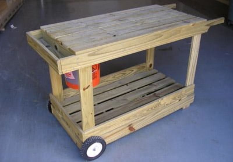 diy portable potting bench-garden cart