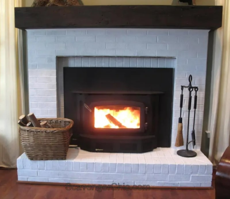 diy railroad tie mantel