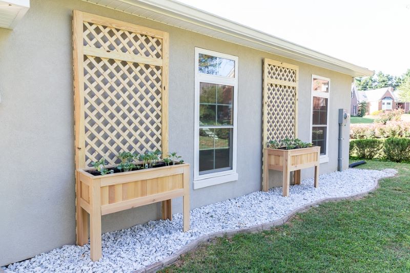 diy raised planter box with trellis