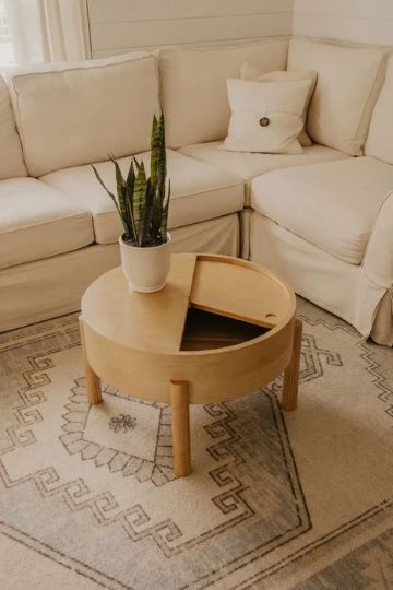 diy round coffee table with storage