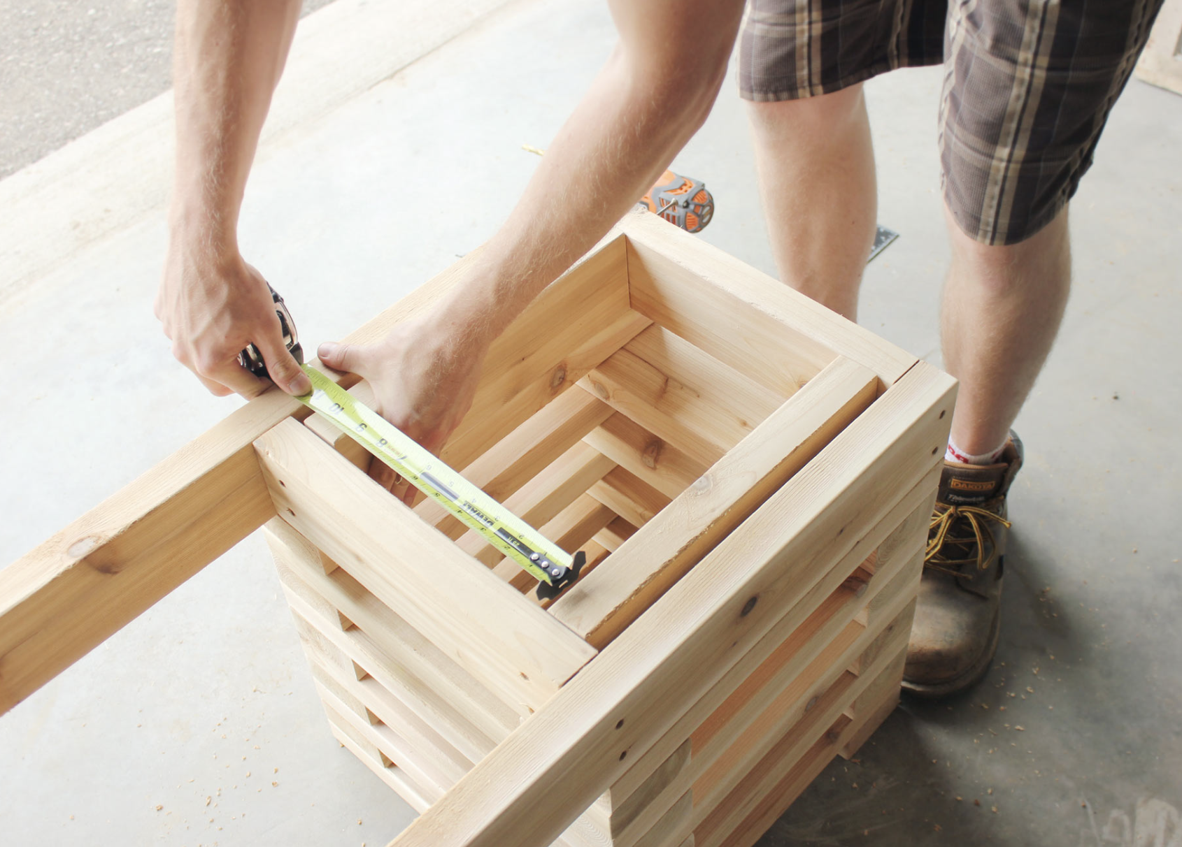 DIY Cedar Bench with Planters by Britney Stager