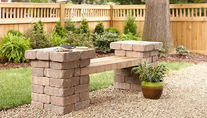 DIY Patio Block Bench