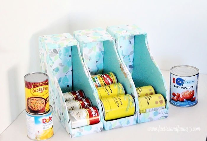Fabric Covered DIY Can Organizer by pretty diyhom