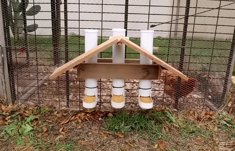 PVC Feeder with a Wooden Roof