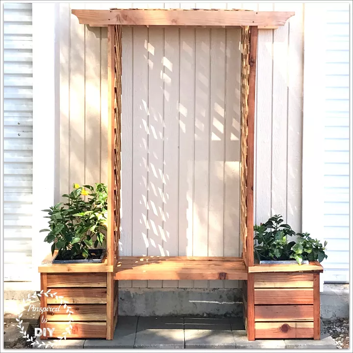 Planter Box Bench Seat by Pinspired to DIY