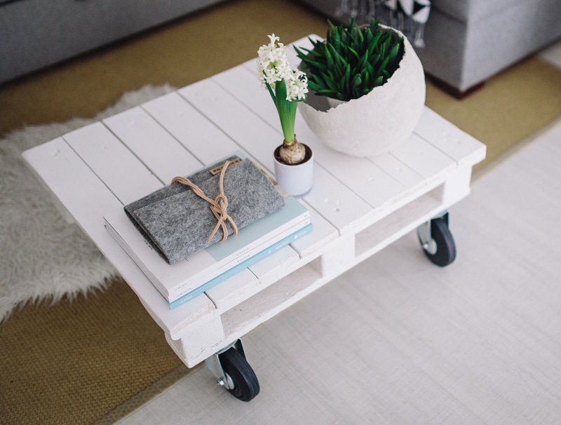 white wooden table