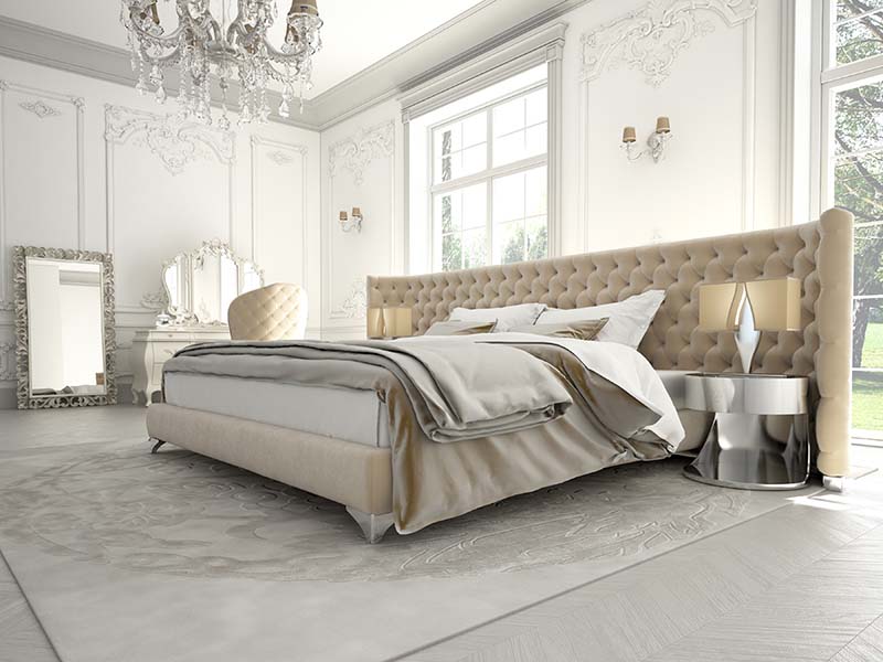 3D rendering.Interior of a classic style bedroom in luxury villa