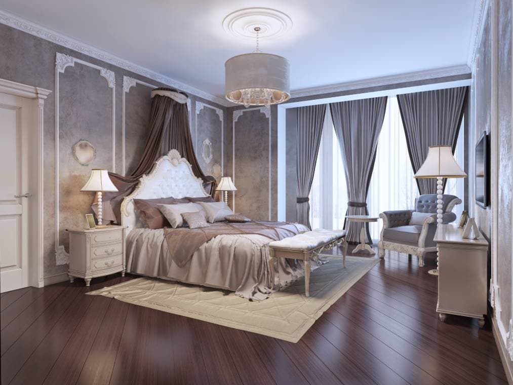 Expensive interior of bohemian bedroom