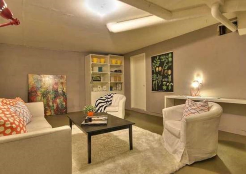 Exposed pipes painted for accent