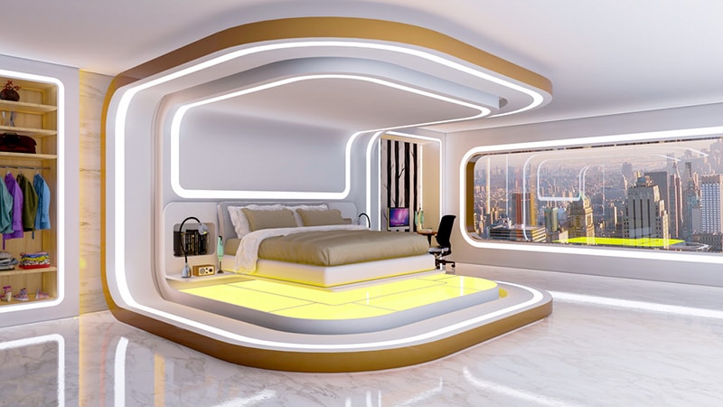 Future bedroom with king size bed