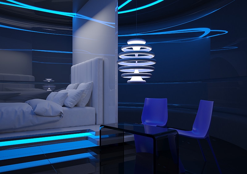 Futuristic interior design of living room