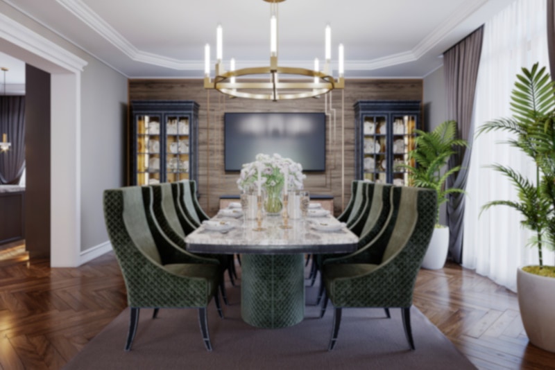 Luxurious trendy dining room interior