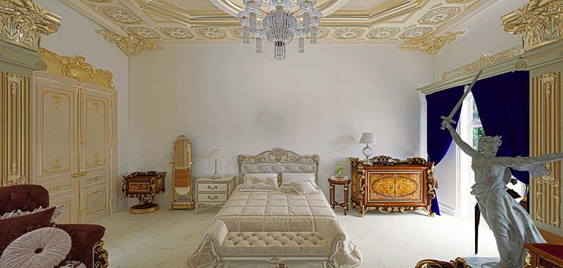 Luxuriously decorated rococo style room