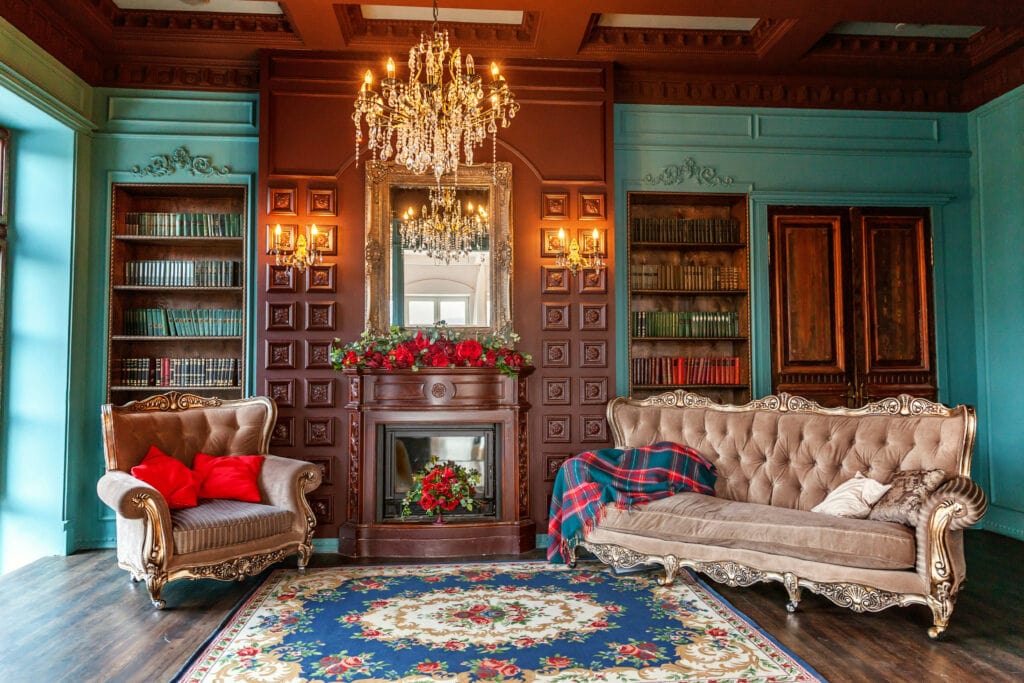 Luxury classic interior of home library