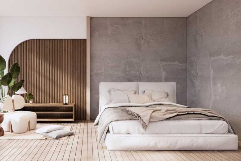 Minimalist Wabi sabi bedroom interior