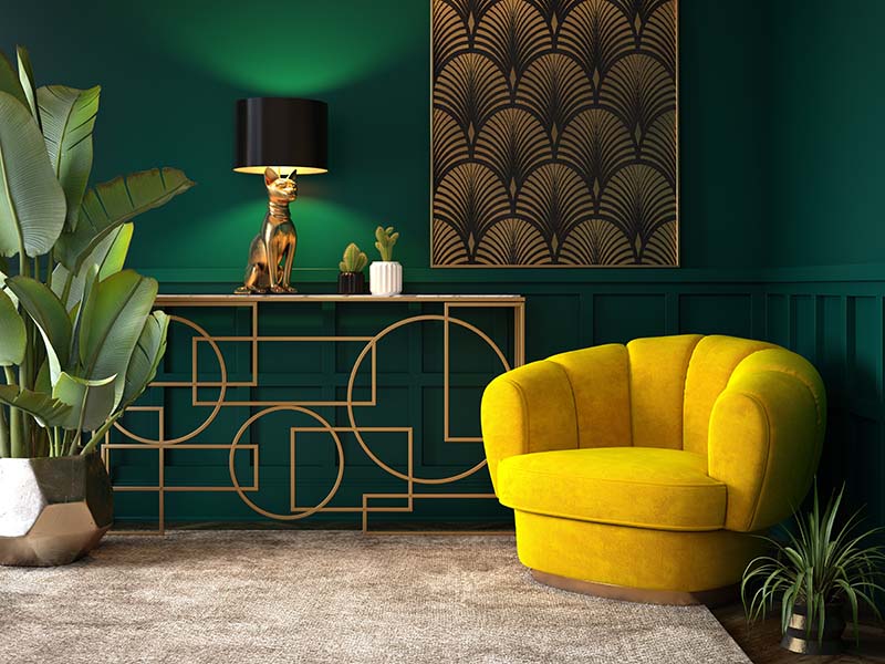 Modern art deco living room interior