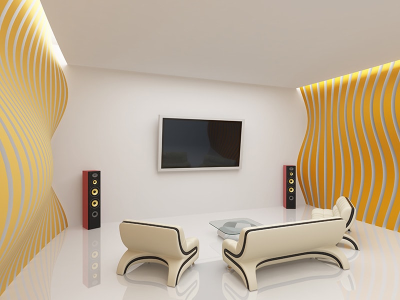 Modern living room interior with futuristic furniture