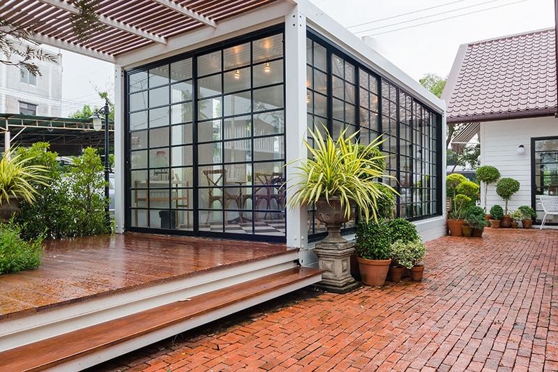 Modern metal White building made from shipping containers