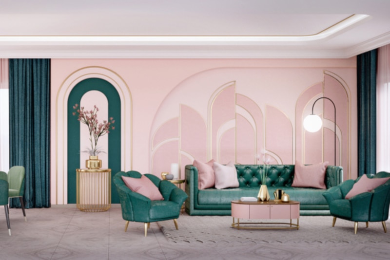 Panorama of art deco style living room