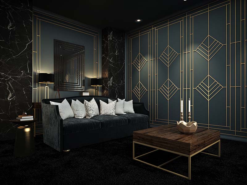 Sofa in home theater room