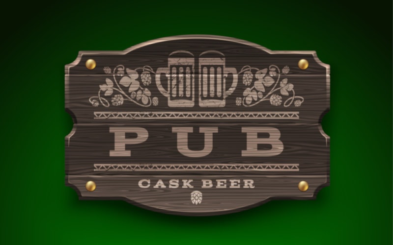 Vintage wooden sign Pub and Bar