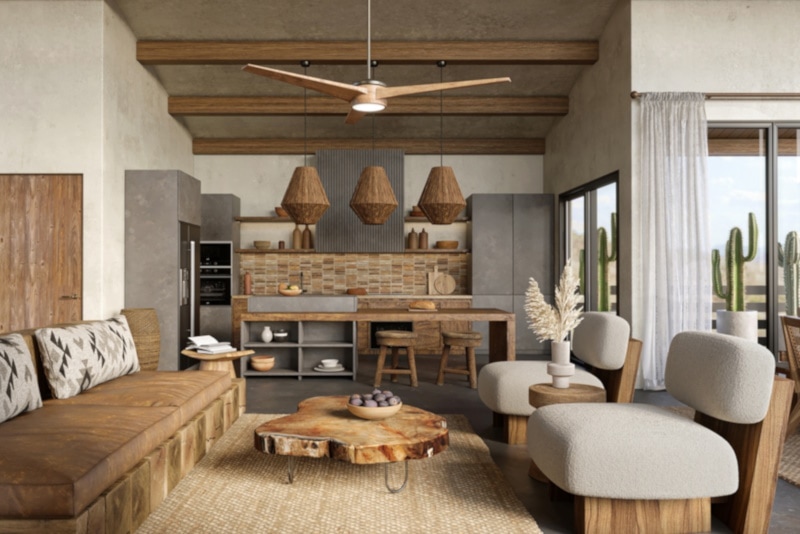 Wabi sabi living room interior