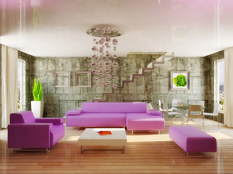 modern interior room in violet color