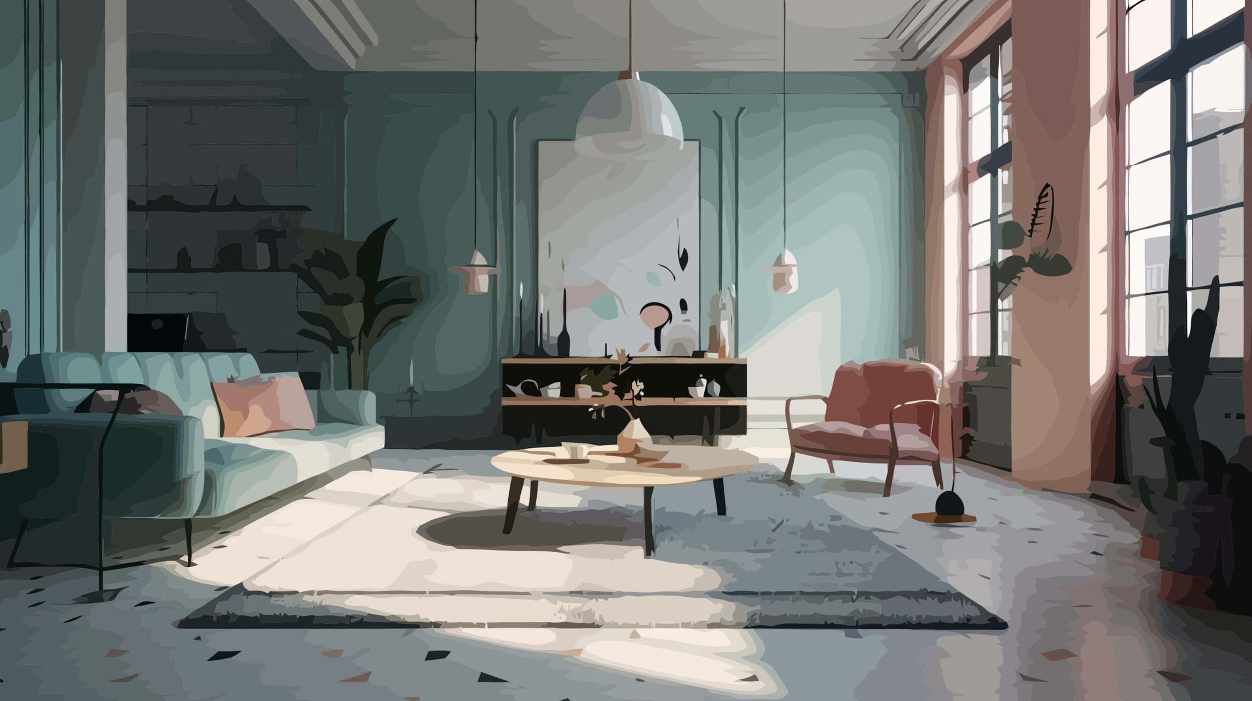 postmodern living room features a fun and eclectic design