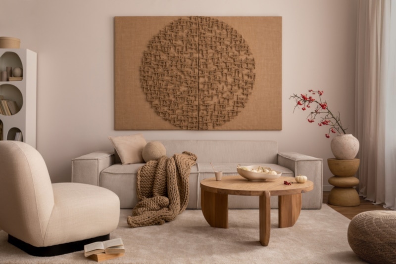 Creative composition of living room interior