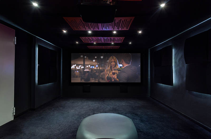 Horizontal view of private cinema at home