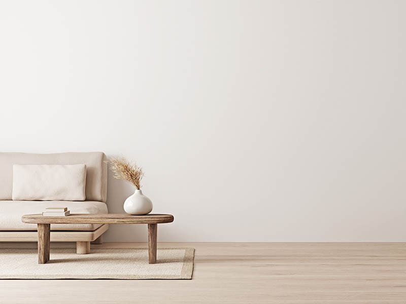 Living room interior mockup in wabi-sabi style