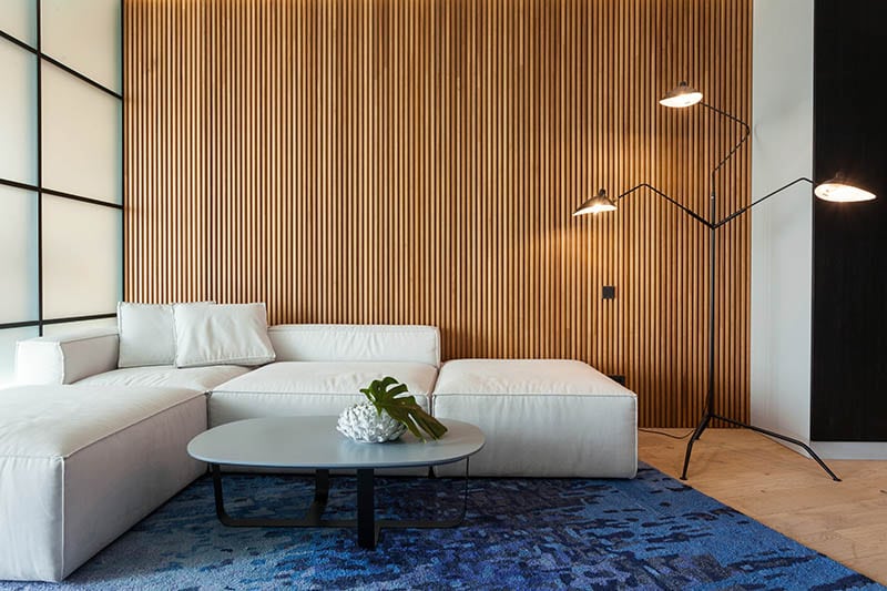 Modern living room in house with contemporary interior design