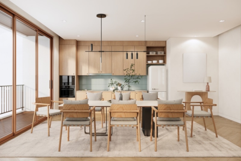 Modern minimal japandi style apartment room