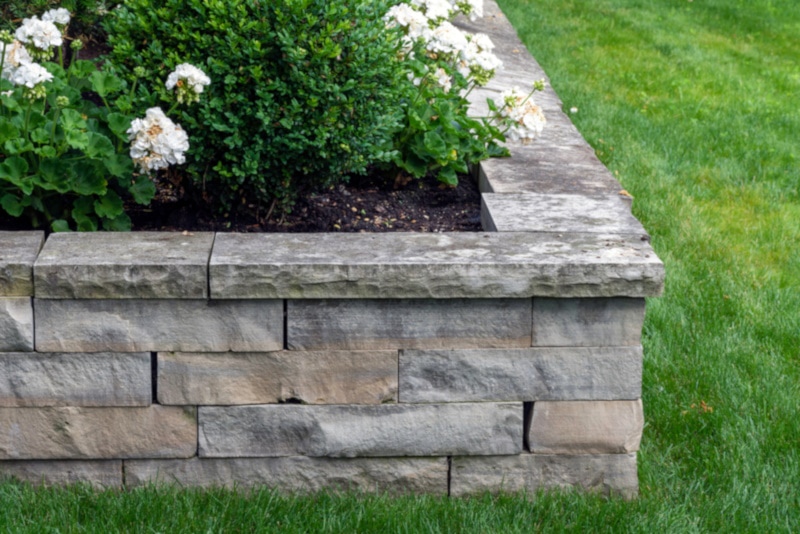 Natural stone retaining wall