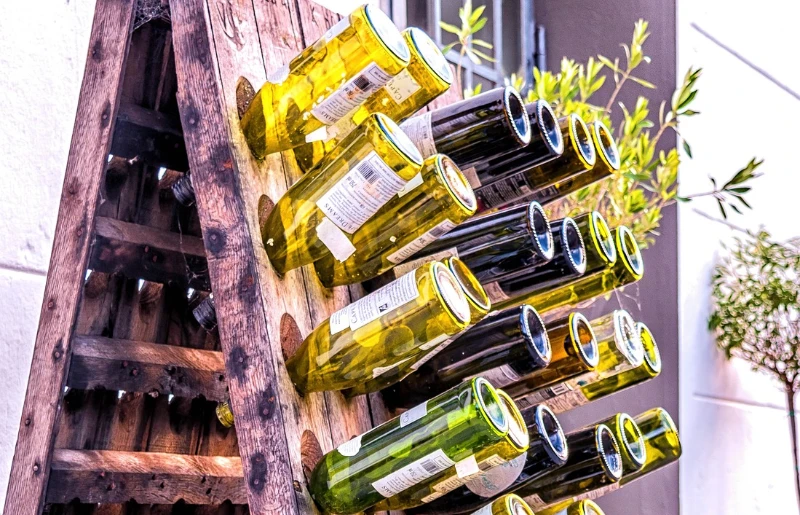 bottles in wine rack