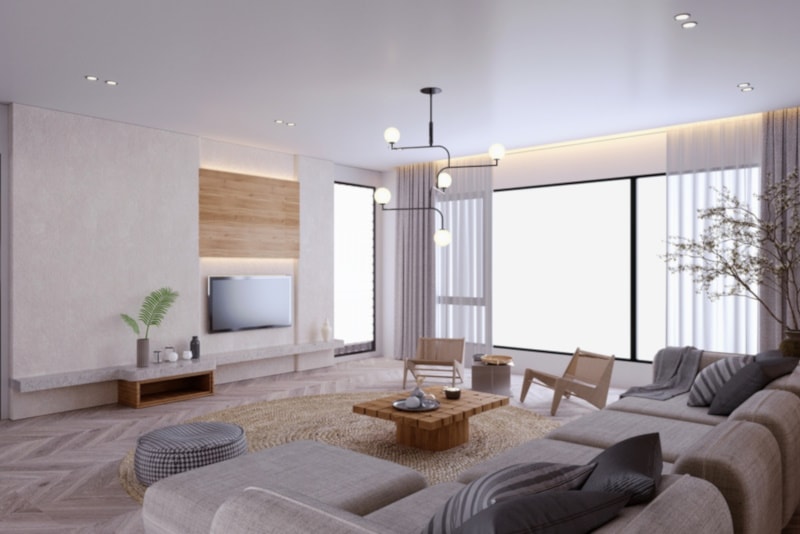 modern style living room decorated with wood