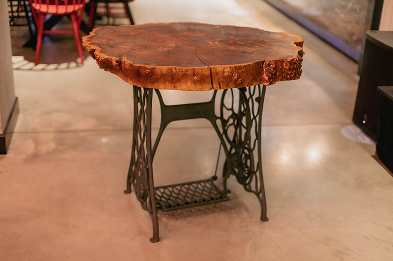 Handmade epoxy resin round wood table