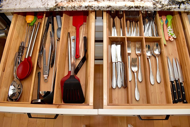 Home kitchen utensil drawer organization for simple easy living