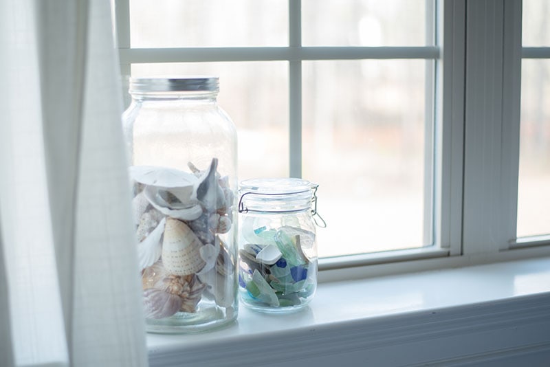 Souvenir Jars of Sea Shells and Sea Glass