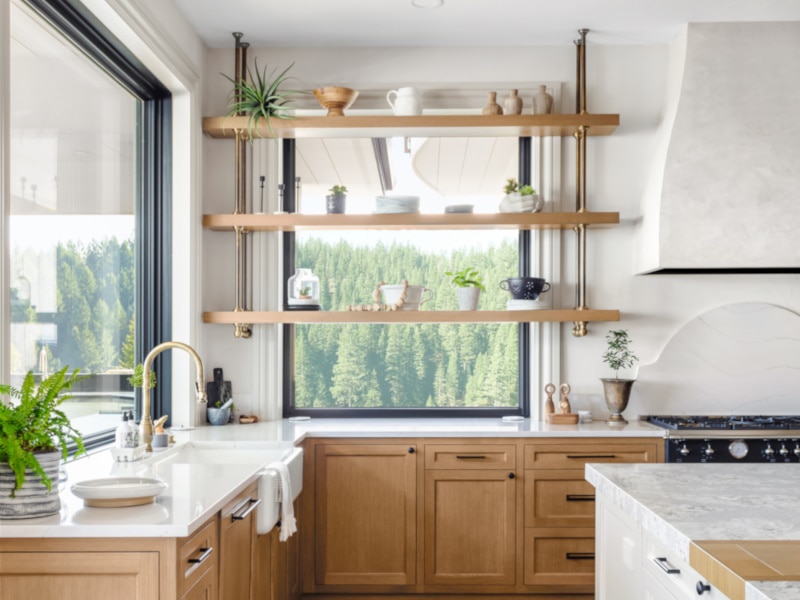 Traditional kitchen detail with farmhouse sink